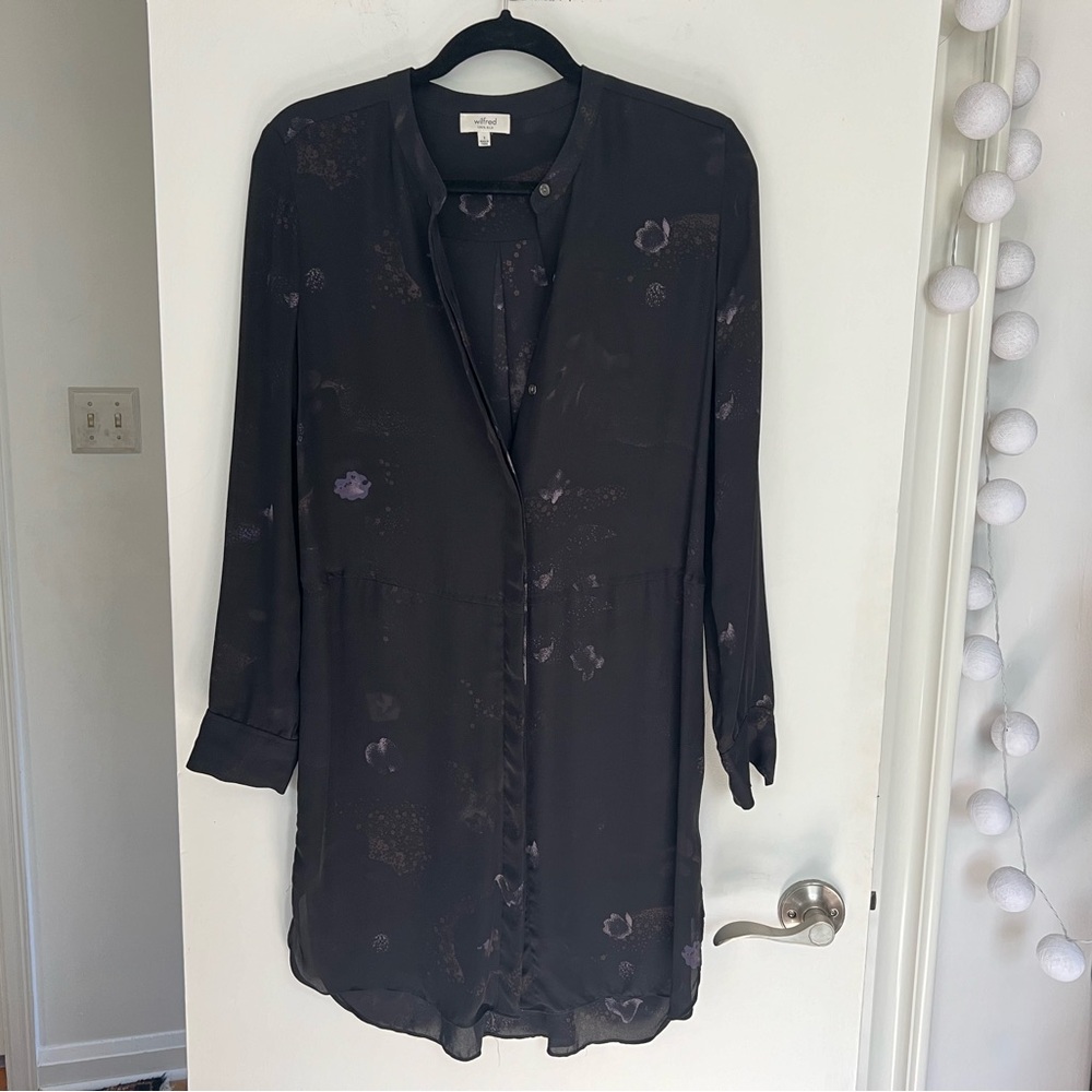 Wilfred bossut dress long jacket 100% silk tunic size small